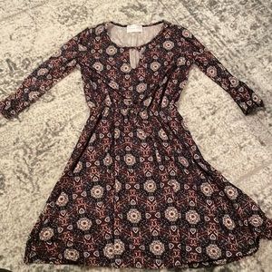 French Grey three-quarter sleeve cinched waist dress $25